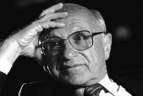 Milton Friedman grasps his dome.