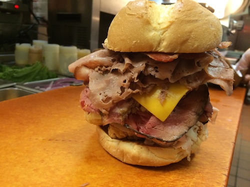 The "meat mountain," a sandwich containing all meats available at Arby's