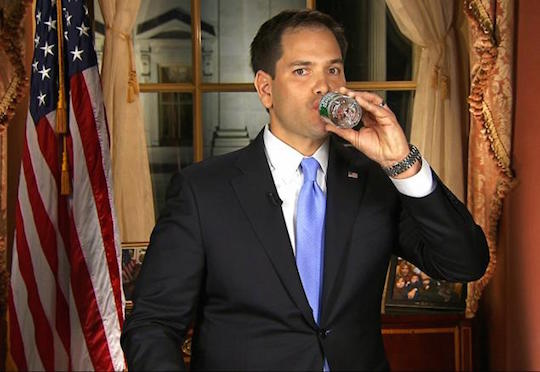 Marco Rubio drinks water—too much water?
