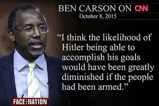 Ben Carson deploys one of his two historical examples.