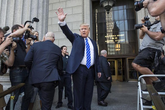 Donald Trump reports for jury duty in August 2015. Photo by Andrew Burton